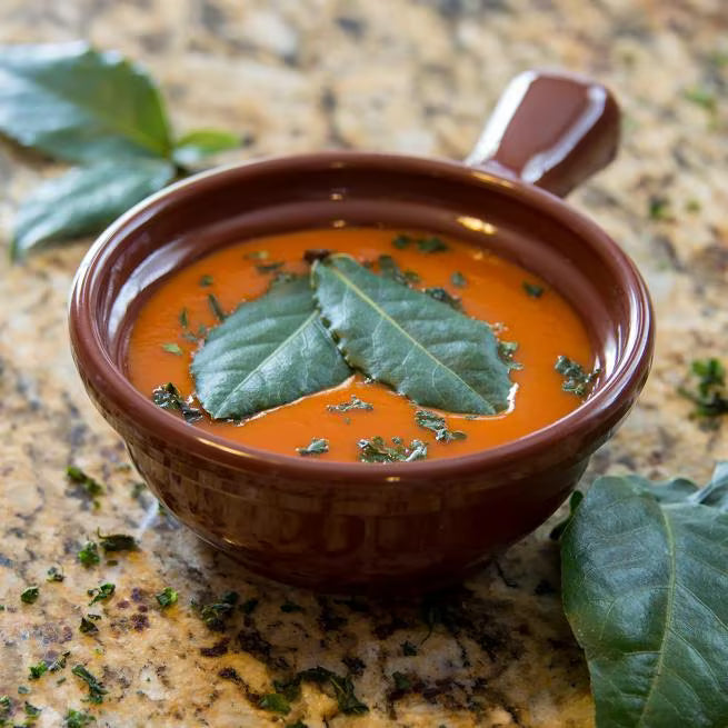 8 oz Lennox Brown Handled Soup Bowl with durable commercial grade SAN construction, thick walled heat retaining design and an integrated handle. Ideal for soups, broths, chili, stews and hot beverages.