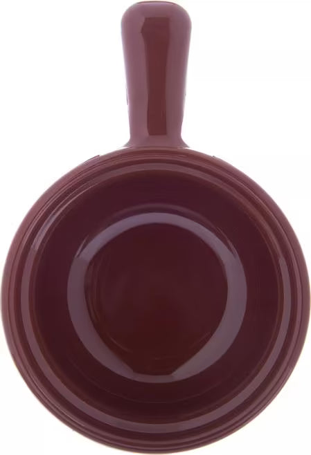 8 oz Lennox Brown Handled Soup Bowl with durable commercial grade SAN construction, thick walled heat retaining design and an integrated handle. Ideal for soups, broths, chili, stews and hot beverages.
