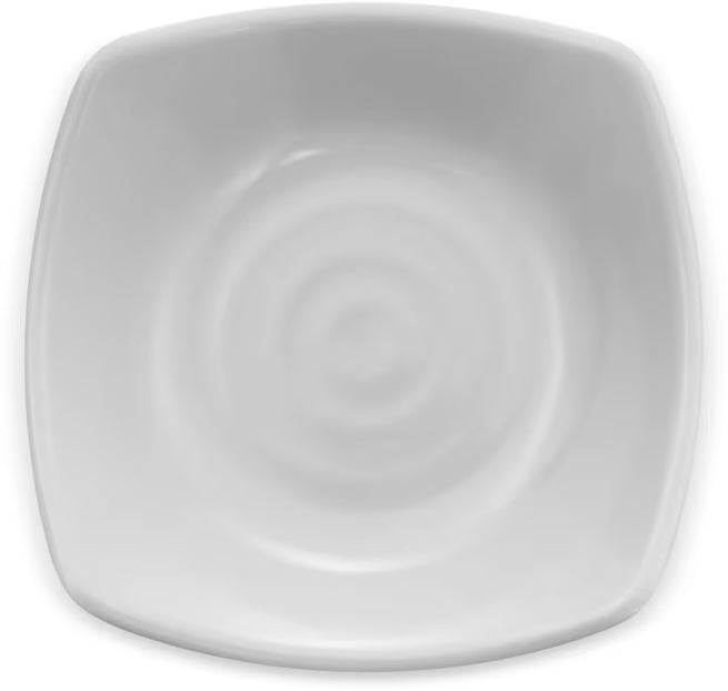 5.25 Inch White Melamine Flared Rim Square Dish Bowl with commercial grade durability, shatter resistant construction and a scoop shaped design. Perfect for sauces, appetizers, sushi, side dishes and desserts.