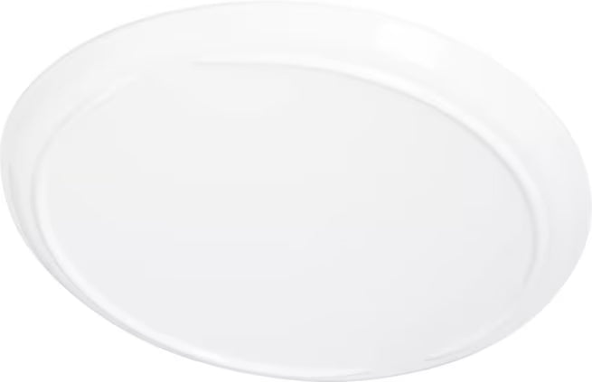 10.5 Inch White Stadia Melamine Dinner Plate with commercial grade break resistant construction and a modern organic shape. Perfect for serving entrees, pasta, seafood, sandwiches and complete meals.