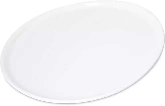 10.5 Inch White Stadia Melamine Dinner Plate with commercial grade break resistant construction and a modern organic shape. Perfect for serving entrees, pasta, seafood, sandwiches and complete meals.