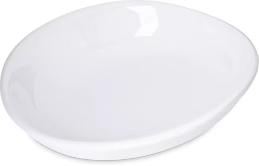8.5 Inch White Stadia Melamine Pasta Plate with commercial grade break resistant construction and a modern organic shape. Perfect for serving pasta, risotto, salads, grain bowls and specialty entrees.
