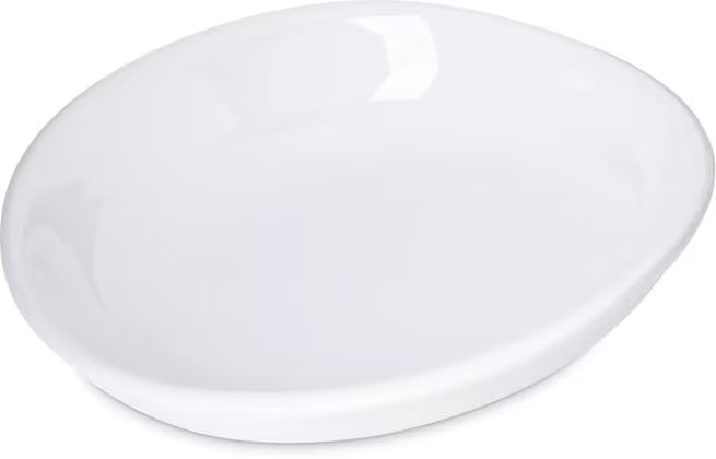 9.5 Inch White Stadia Melamine Pasta Plate with commercial grade break resistant construction and a modern organic shape. Perfect for serving pasta, risotto, salads, grain bowls and specialty entrees.