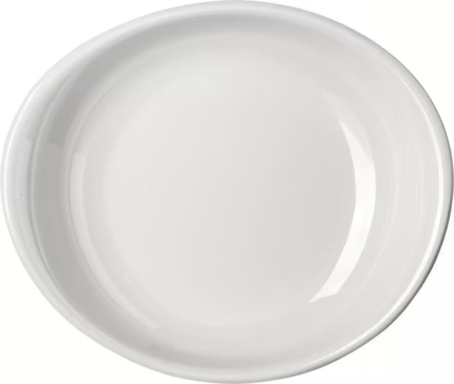 8.5 Inch Greige Stadia Melamine Pasta Plate with commercial grade break resistant construction and a modern organic shape. Perfect for serving pasta, risotto, salads, grain bowls and specialty entrees.