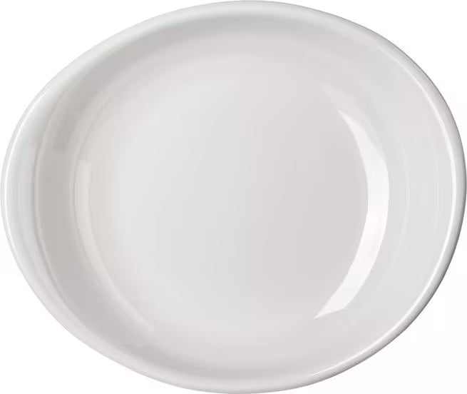 9.5 Inch Greige Stadia Melamine Pasta Plate with commercial grade break resistant construction and a modern organic shape. Perfect for serving pasta, risotto, salads, grain bowls and specialty entrees.
