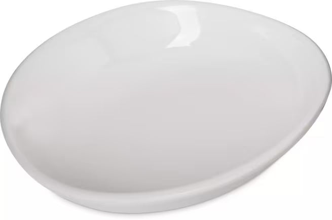 9.5 Inch Greige Stadia Melamine Pasta Plate with commercial grade break resistant construction and a modern organic shape. Perfect for serving pasta, risotto, salads, grain bowls and specialty entrees.