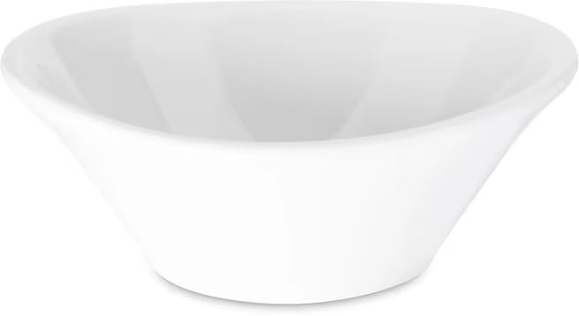 12 oz White Stadia Melamine Bowl with commercial grade break resistant construction and a modern organic shape. Perfect for serving soups, salads, cereals, pasta, grain bowls, desserts and side dishes.