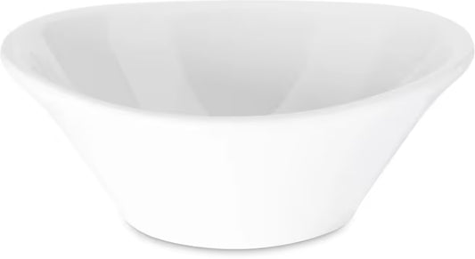 12 oz White Stadia Melamine Bowl with commercial grade break resistant construction and a modern organic shape. Perfect for serving soups, salads, cereals, pasta, grain bowls, desserts and side dishes.