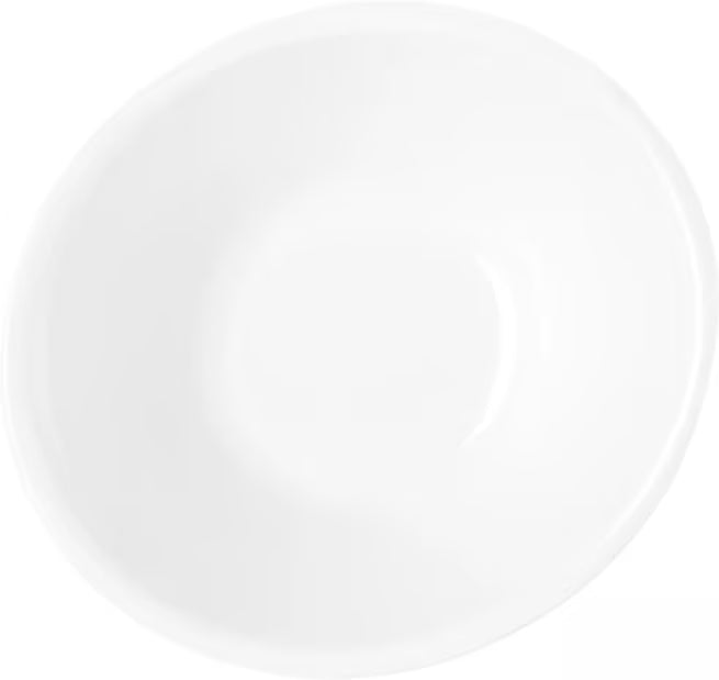 4 oz White Stadia Melamine Sauce Cup with commercial grade break resistant construction and a modern organic shape. Perfect for serving dipping sauces, condiments, dressings, salsa, butter and toppings.