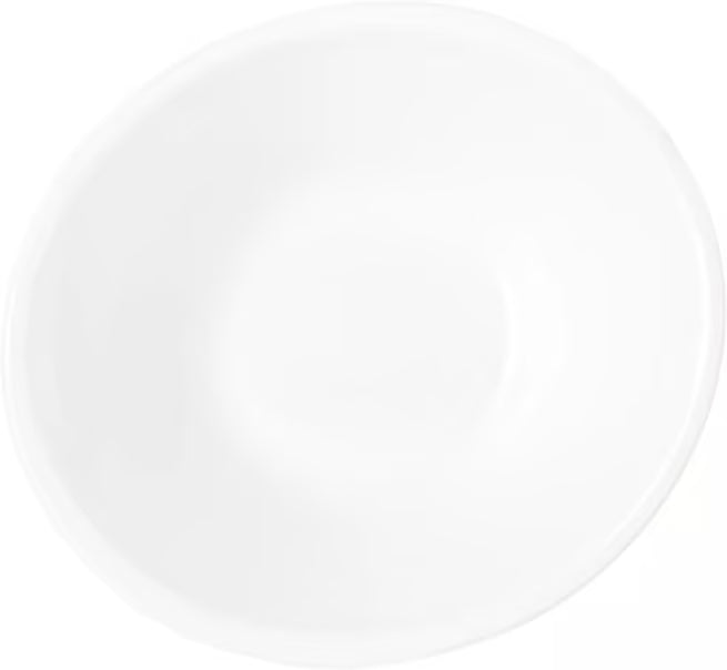 2 oz White Stadia Melamine Sauce Cup with commercial grade break resistant construction and a modern organic shape. Perfect for serving dipping sauces, condiments, dressings, salsa, butter, seasonings and tasting portions.