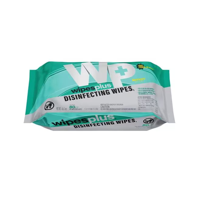 WipesPlus 80 Count Disinfecting Surface Wipes Refill Pack cleans, sanitizes and disinfects in one step. Kills 99.9% of germs including the COVID-19 virus and the Cold & Flu virus. Bleach free, fast drying and ideal for commercial refill dispensers.