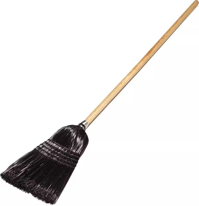 55 Inch Black Flo-Pac Maid and Parlor Broom with X shaped synthetic bristles for superior sweeping on carpets, entry mats and hard floors. Chemical and liquid resistant bristles withstand temperatures up to 225°F.