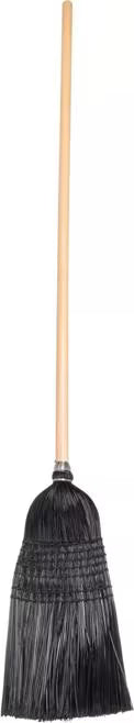 55 Inch Black Flo-Pac Maid and Parlor Broom with X shaped synthetic bristles for superior sweeping on carpets, entry mats and hard floors. Chemical and liquid resistant bristles withstand temperatures up to 225°F.