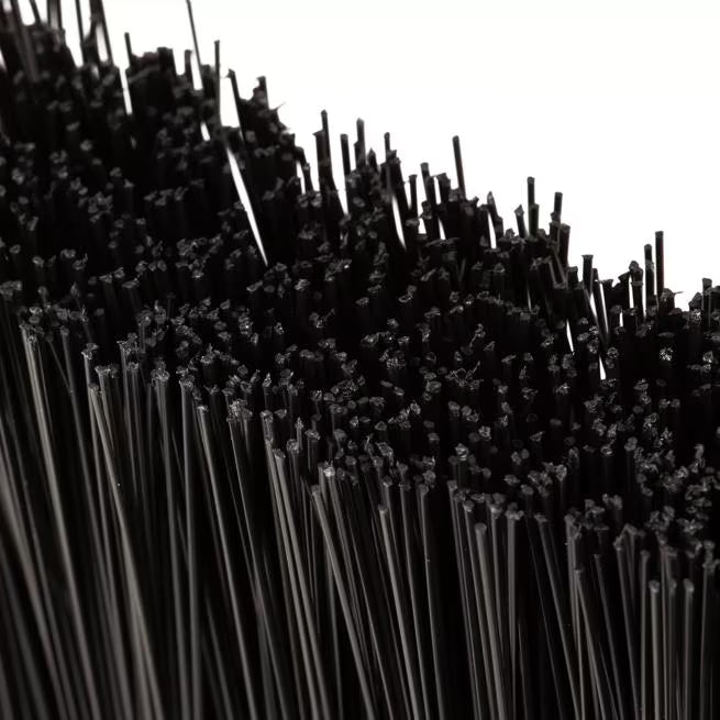 Black Duo Sweep Light Industrial Broom Head with 4 Inch synthetic bristle trim, dual handle positions and 3/4-5 ACME threads. Durable broom head designed to outlast traditional corn brooms in commercial cleaning environments.