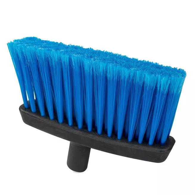 12 Inch Blue Duo-Sweep Flagged Light Industrial Broom Head with angled brush head and flagged synthetic filaments. Compatible with 3/4-5 ACME threaded handles for efficient commercial sweeping of fine debris.