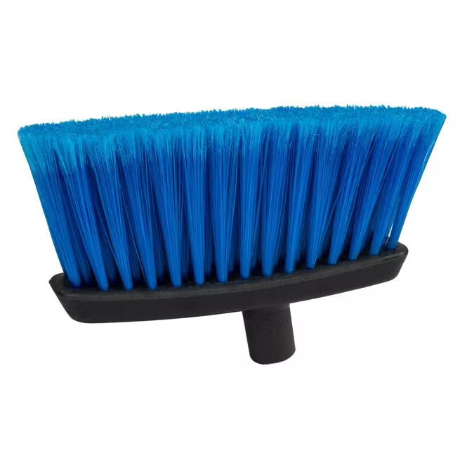 12 Inch Blue Duo-Sweep Flagged Light Industrial Broom Head with angled brush head and flagged synthetic filaments. Compatible with 3/4-5 ACME threaded handles for efficient commercial sweeping of fine debris.