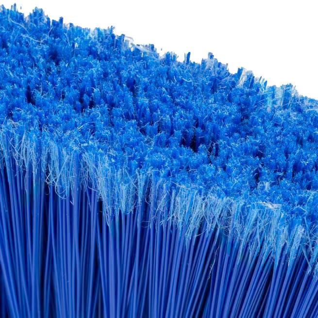 30 Inch Blue Duo-Sweep Flagged Lobby Broom with a black metal handle, angled brush head and flagged synthetic bristles for sweeping fine dust and debris in commercial environments.