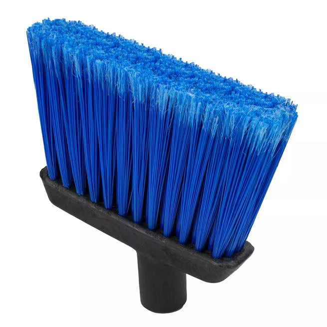 30 Inch Blue Duo-Sweep Flagged Lobby Broom with a black metal handle, angled brush head and flagged synthetic bristles for sweeping fine dust and debris in commercial environments.