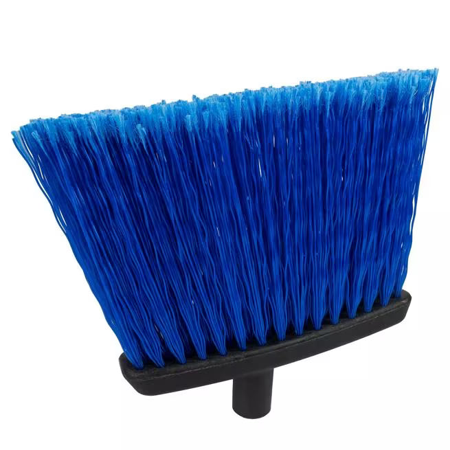 48 Inch Blue Duo-Sweep Flagged Warehouse Broom with a black metal handle, angled brush head and flagged synthetic bristles. Designed for sweeping fine debris in commercial and warehouse environments.