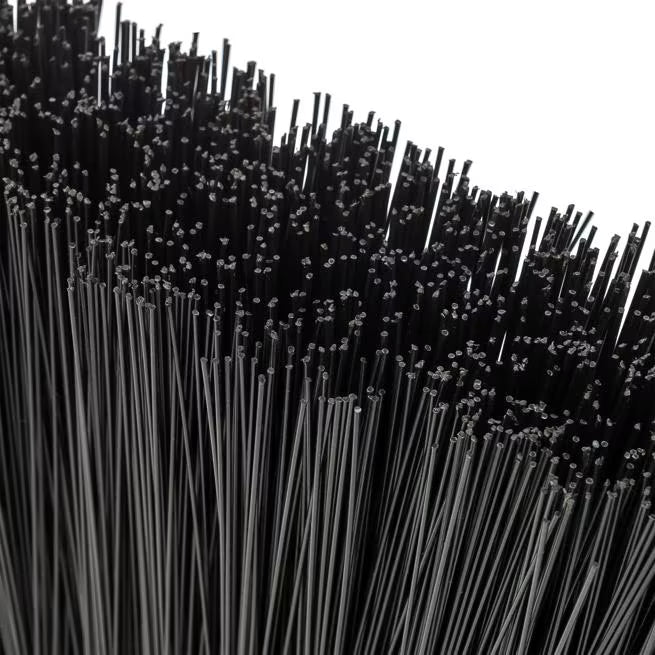 48 Inch Black Duo-Sweep Unflagged Warehouse Broom with a black metal handle, angled brush head and stiff synthetic bristles. Built for heavy duty commercial sweeping and designed to outlast traditional corn brooms.