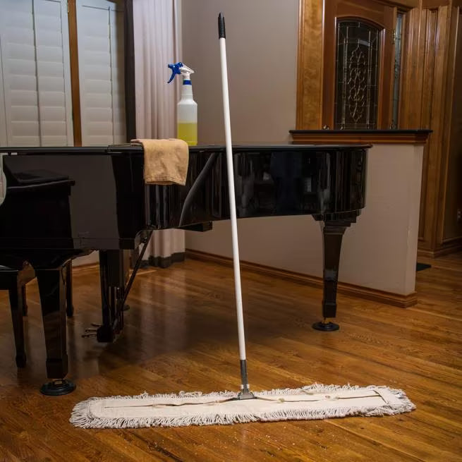 48  x 5 Inch Chrome Mop Frame with heavy gauge zinc plated steel construction, welded handlebar and 360 degree maneuverability. Built for durable commercial floor cleaning.
