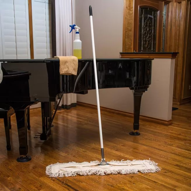 36 x 5 Inch Chrome Mop Frame with heavy gauge welded steel construction and a zinc plated finish to resist rust and corrosion. Compatible with quick-clip handles and commercial dust mop heads.