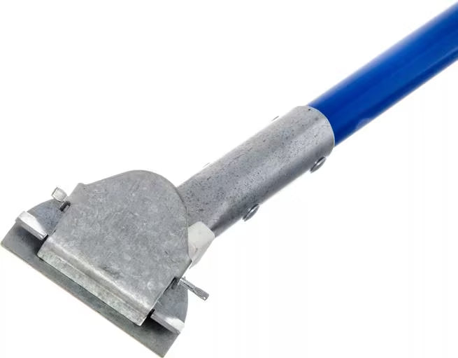 60 Inch Blue Flo-Pac Dust Mop Handle with a vinyl coated metal construction, flexible polyurethane connector and 360 degree swivel action. Designed for efficient commercial floor cleaning.