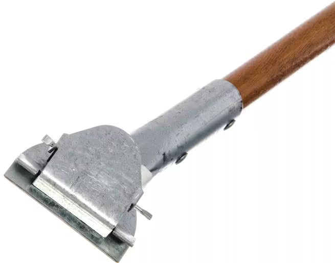 60 Inch Tan Dust Mop Handle with a flexible polyurethane connector, clip-on attachment and 360 degree swivel action. Designed for efficient commercial floor cleaning and compatible with most dust mop frames.