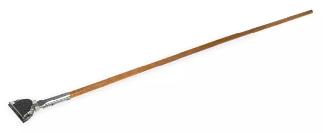 60 Inch Tan Dust Mop Handle with a flexible polyurethane connector, clip-on attachment and 360 degree swivel action. Designed for efficient commercial floor cleaning and compatible with most dust mop frames.
