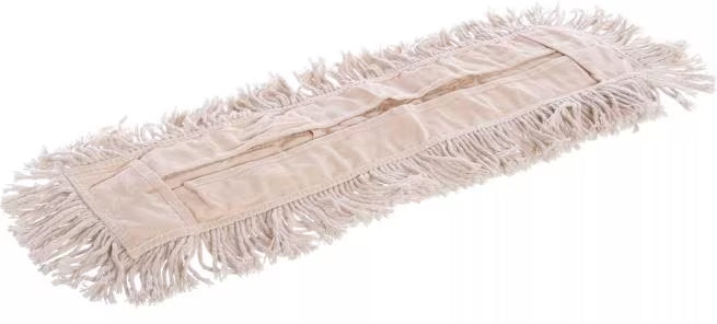24 x 5 Inch Natural Tie Back Dust Mop made from durable cotton with a full tie back design for secure attachment to compatible mop frames. Ideal for economical commercial dust mopping.