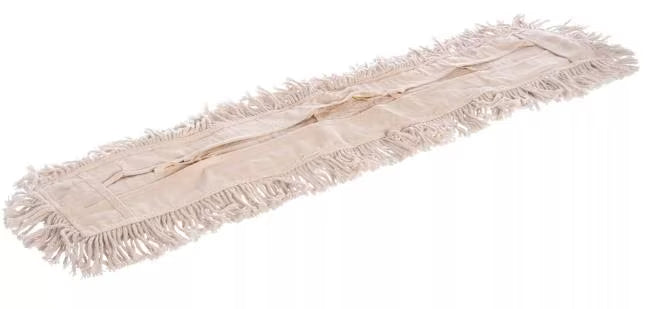 36 x 5 Inch Natural Tie Back Dust Mop with durable cotton construction and a full tie back design for secure attachment to compatible mop frames. Ideal for economical commercial dust mopping.