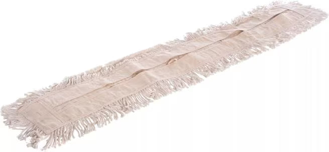 48 x 5 Inch Natural Flo-Pac Tie Back Dust Mop with durable cotton construction and a full tie back design. Fits 5 Inch wide mop frames for economical commercial dust mopping.