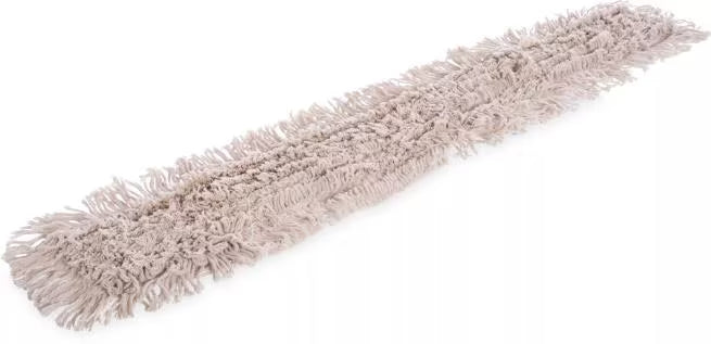 48 x 5 Inch Natural Flo-Pac Tie Back Dust Mop with durable cotton construction and a full tie back design. Fits 5 Inch wide mop frames for economical commercial dust mopping.