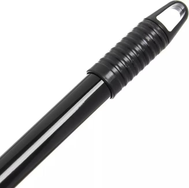 Black Duo-Pan Upright Dust Pan with a pivoting design, serrated yoke, low-profile edge and locking pan for efficient, spill-free debris collection in commercial cleaning environments.