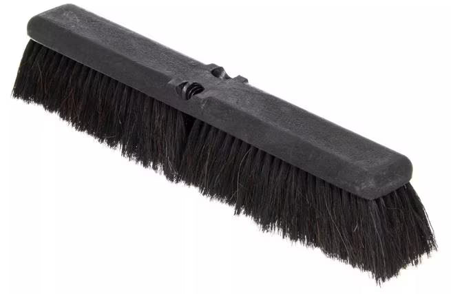 18 Inch Black Flo-Pac Polypropylene Floor Sweep with BPA-free synthetic bristles that resist moisture, chemicals, acids and oils. Washable design for long-lasting commercial cleaning performance.