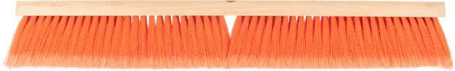 24 Inch Orange Flo-Pac Polypropylene Floor Sweep with flagged border bristles and a heavy polypropylene center for effective dust and dirt removal on smooth and medium floor surfaces. BPA-free construction for commercial cleaning.