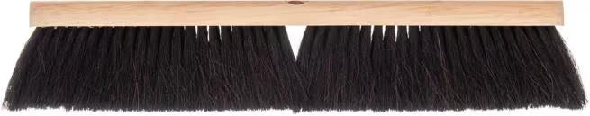18 Inch Black Flo-Pac Horsehair Blend Floor Sweep with a durable hardwood block and Tampico natural bristles. Controls dust and fine particles while sweeping heavier debris in commercial environments.