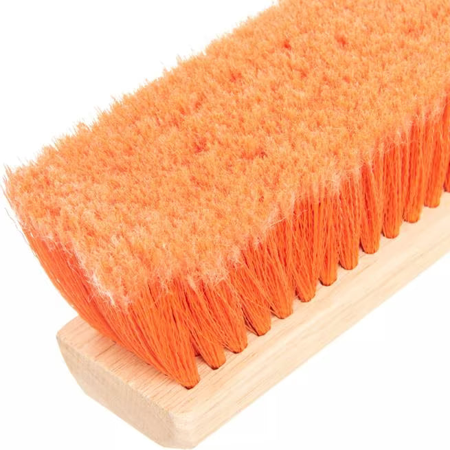 Shop the Flo-Pac 24 Inch Orange Flagged Bristle Hardwood Push Broom Head with moisture and chemical-resistant polypropylene bristles and a durable hardwood block. Ideal for dust and fine particles on smooth surfaces. Handle sold separately.