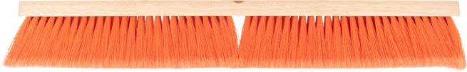 Shop the Flo-Pac 24 Inch Orange Flagged Bristle Hardwood Push Broom Head with moisture and chemical-resistant polypropylene bristles and a durable hardwood block. Ideal for dust and fine particles on smooth surfaces. Handle sold separately.