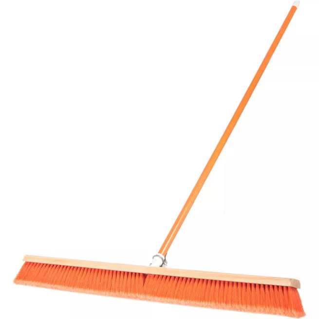Shop the Flo-Pac 36 Inch Orange Flagged Polypropylene Sweep with soft flagged polypropylene bristles and a durable wood block. Ideal for sweeping dust and fine particles on hard, smooth surfaces.