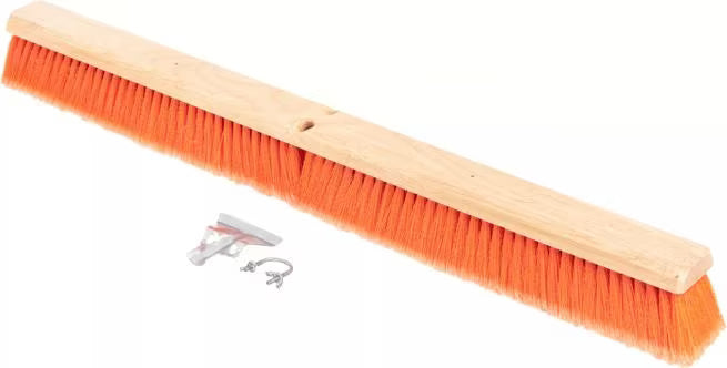 Shop the Flo-Pac 36 Inch Orange Flagged Polypropylene Sweep with soft flagged polypropylene bristles and a durable wood block. Ideal for sweeping dust and fine particles on hard, smooth surfaces.