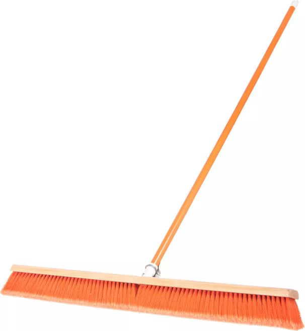 Shop the Flo-Pac 36 Inch Orange Flagged Polypropylene Sweep with soft flagged polypropylene bristles and a durable wood block. Ideal for sweeping dust and fine particles on hard, smooth surfaces.