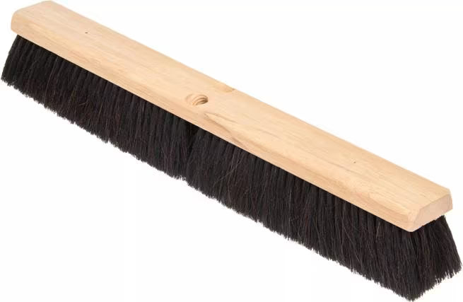 Shop the Flo-Pac 24 Inch Horsehair/Polypropylene Sweep With Wire Center featuring a hardwood block and threaded handle style. Ideal for removing stubborn debris in shops, warehouses and commercial facilities.