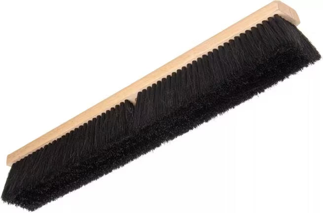Shop the Flo-Pac 24 Inch Horsehair/Polypropylene Sweep With Wire Center featuring a hardwood block and threaded handle style. Ideal for removing stubborn debris in shops, warehouses and commercial facilities.