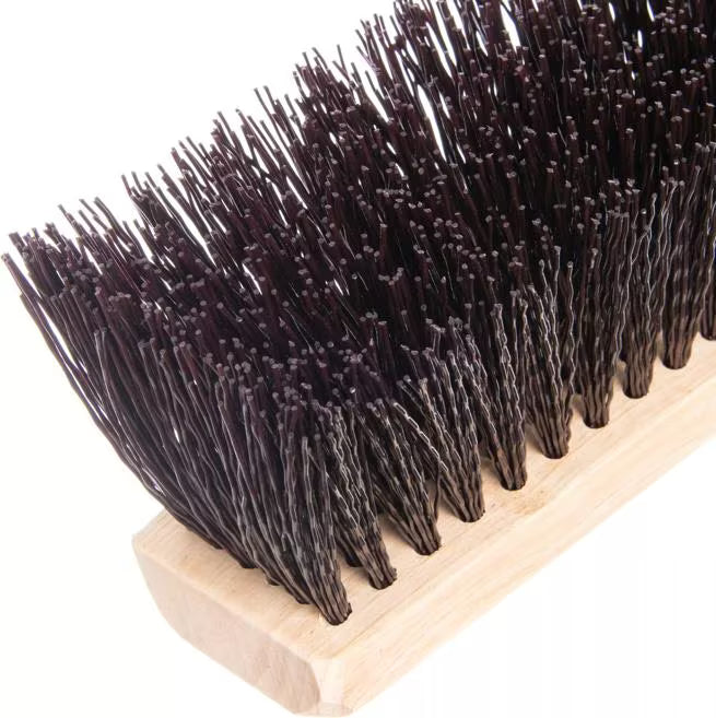 Shop the Flo-Pac 24 Inch Maroon Crimped Polypropylene Sweep with Brace featuring durable crimped polypropylene and natural Palmyra bristles. Ideal for sidewalks, parking lots, construction sites and heavy-duty industrial cleaning.