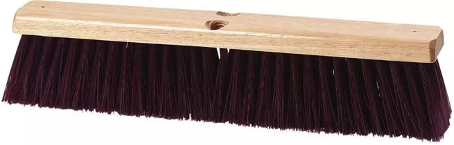 Shop the Flo-Pac 24 Inch Maroon Crimped Polypropylene Sweep with Brace featuring durable crimped polypropylene and natural Palmyra bristles. Ideal for sidewalks, parking lots, construction sites and heavy-duty industrial cleaning.