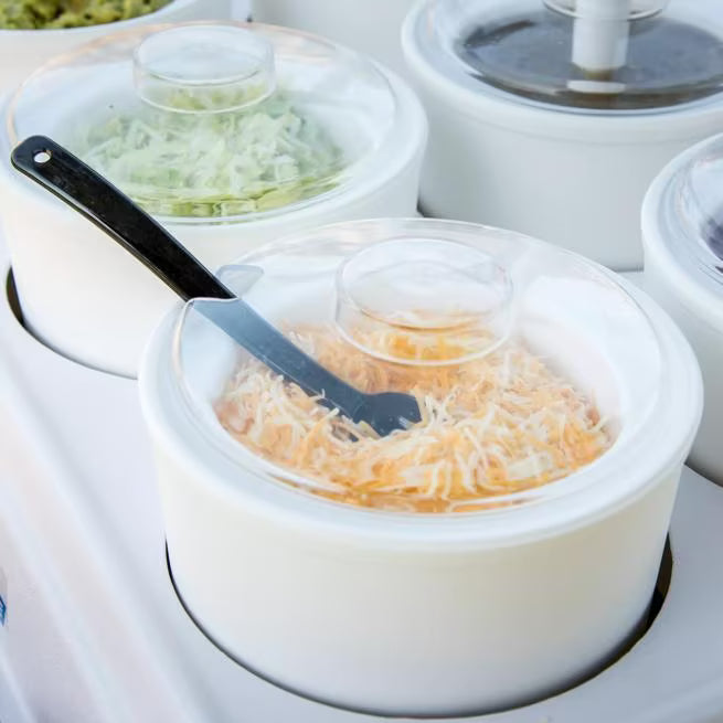 Shop the Coldmaster Clear Cold Crock Slotted Lid with a serving utensil notch, molded knob and shatter-resistant acrylic construction. Designed to maintain optimal cold temperatures in commercial foodservice.