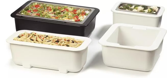 Shop the Coldmaster 6 Inch Deep Third-Size 7.25 Quart White Coldpan with refrigerant gel technology that keeps food at or below 40°F for up to 8 hours. Ideal for buffets, catering and commercial foodservice.