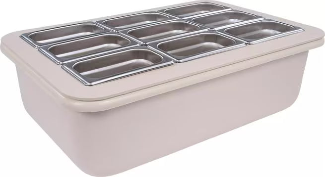 Shop the Coldmaster 6 Inch Deep Full-Size 24 Quart Coldpan with Organizer and refrigerant gel technology that keeps food at or below 40°F for up to 8 hours. Ideal for buffets, catering and commercial foodservice.