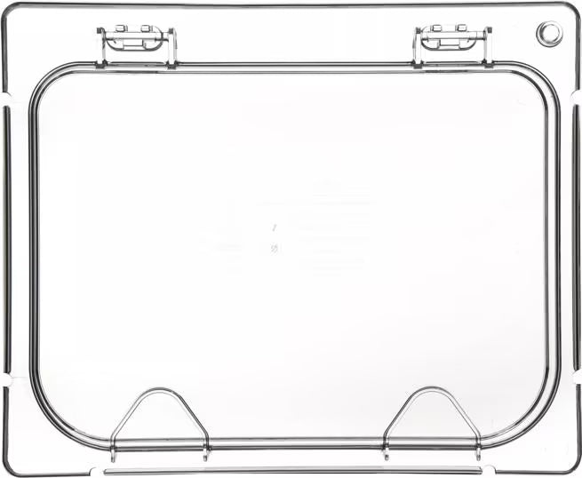 Shop the Coldmaster EZ Access Lid Half Size with a clear polycarbonate design and convenient hinged snap-on construction. Ideal for protecting food while providing quick access in commercial foodservice.